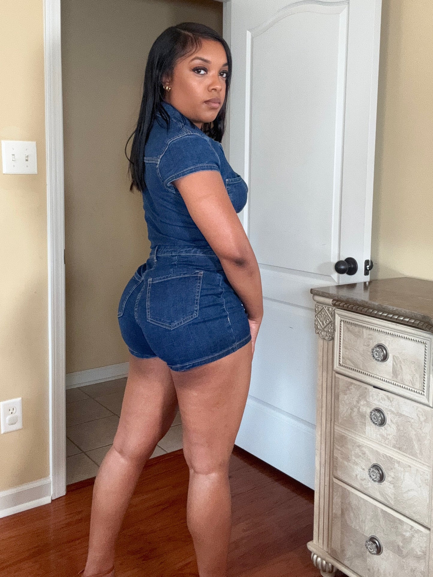 “City Chic Denim Romper”