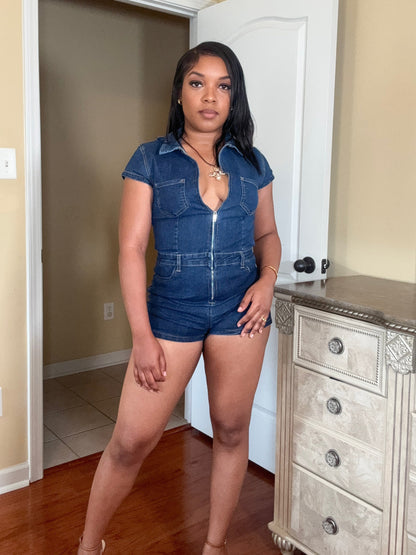 “City Chic Denim Romper”